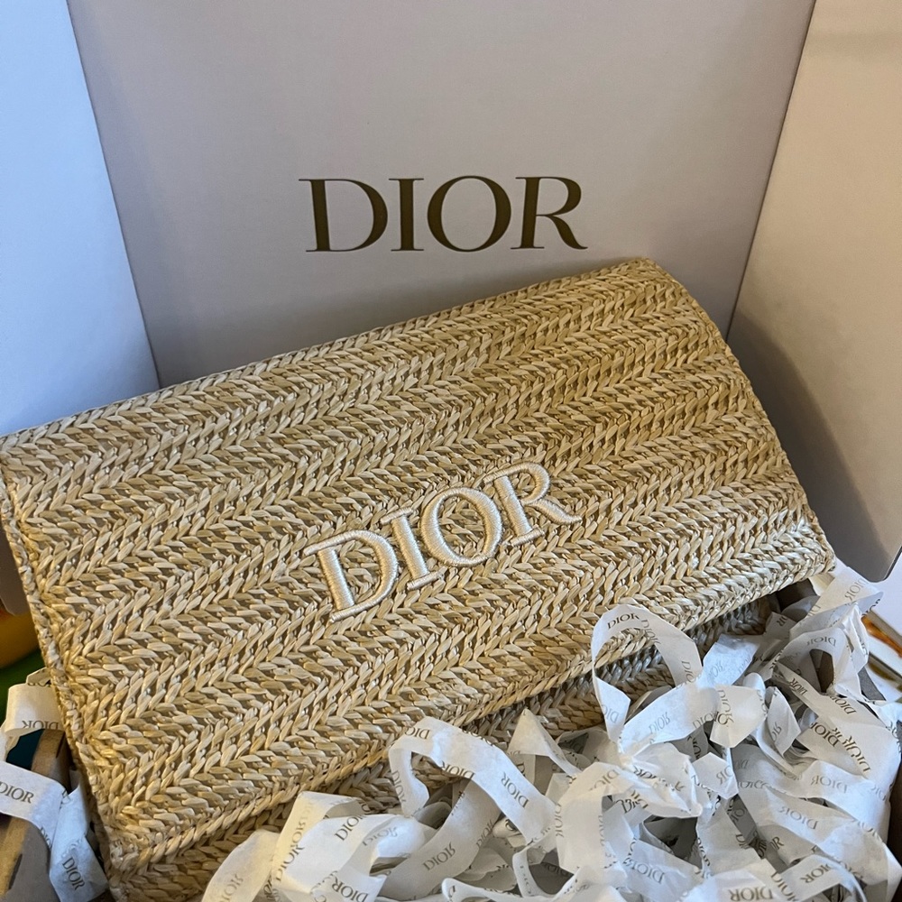 Authentic Dior Straw Clutch Gem